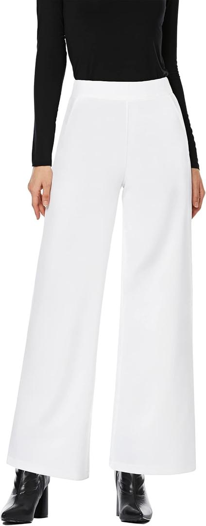 MISS MOLY Wide Leg Pants for Women Business Long Palazzo Pants Trousers Dress Pants White, XS