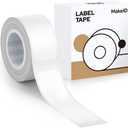 MakeID L1 Label Maker Tape Refills, 12 x 35mm (0.47" x 1.38') Die-Cut Sticker Thermal Laminated Waterproof Self-Adhesive Multipurpose Labeling Tape Replacement (12*35mm, White)