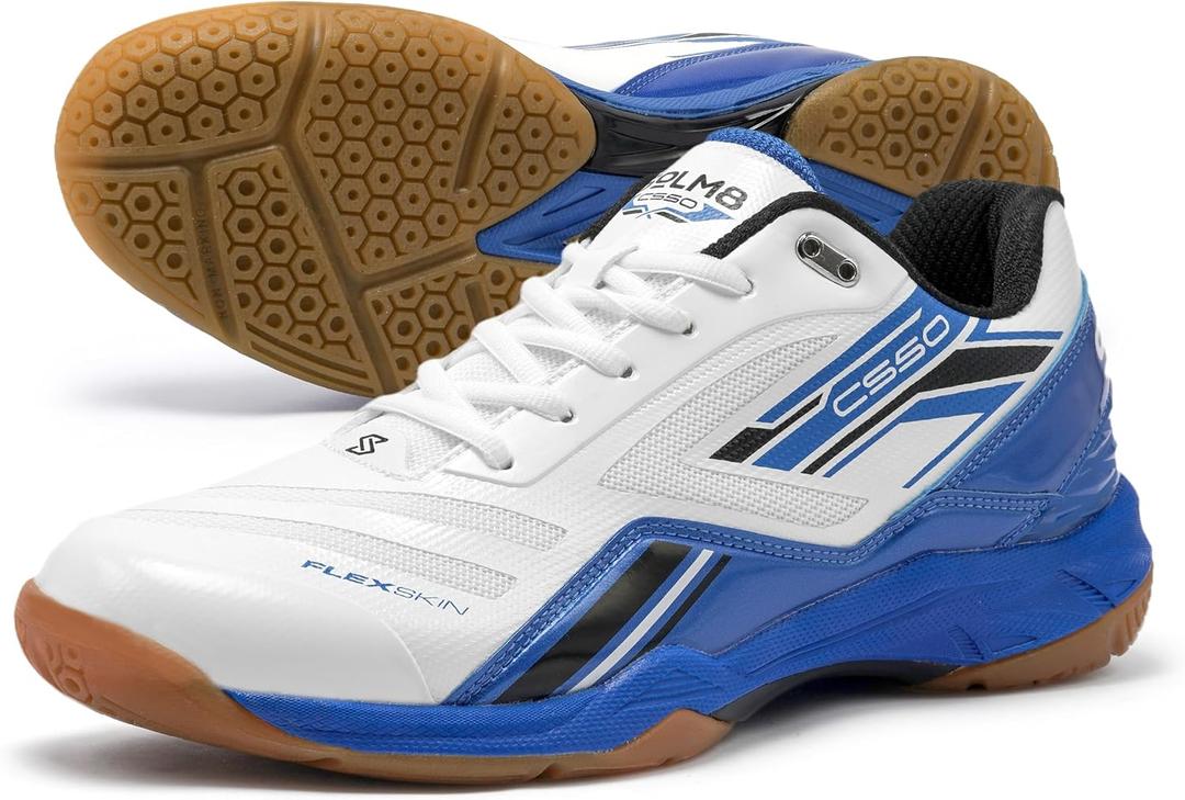 CS50 Lightweight Pickleball Court Shoe with Non Marking Rubber Sole Suitable for Indoor and Badminton Sport, 9, White Blue