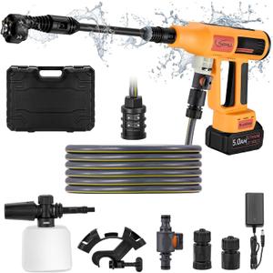 Cordless Pressure Washer Battery Bowered 1060 PSI Compatible with Makita Battery, Portable Power Washer for Cars 5000mAh Brushless Motor & 2.5 GPM High-Pressure Washer, 6-in-1 Nozzle, LCD Screen