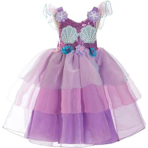 Mermaid Ariel Princess Dress Costume Birthday Party Dress For Girls Dress Up, Birthday Gift, Halloween Costume (6 Years, Purple)