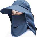 Wide Brim Sun Hat  Multifunctional UPF 50 Protection Bucket Fishing Hat Cap (One Size, Navy)