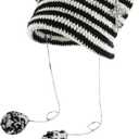 Y2k Beanies Crochet Knitted Cat Hats Goth Cross Devil Hat Striped Alt Emo Accessories Grunge Y2k Aesthetic Clothes