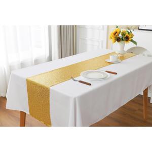 Gold Table Runner - Pack of 10 Sequin Table Runners 12 x 108 Inches Long for Wedding Parties Birthday Meeting Events Decorations
