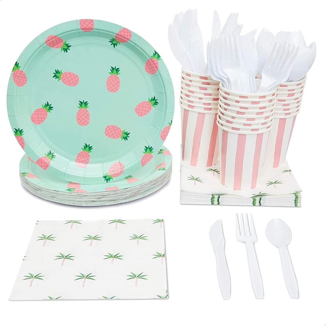 BLUE PANDA Pineapple Party Supplies Pack Plates Cups Napkins (Serves 24) - Baby Shower Decorations