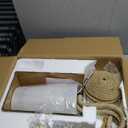 Natural Rattan Wall Sconce Set of 2, with Boho Woven Wicker and Creamy-White Fabric Shade for Vanity Stairway Fireplace Living Room Bedside Passway Hallway