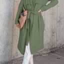 Angerella Women's Casual Long Sleeve Draped Open Front Knit Long Cardigan Sweater Outwear Coats with Pocket (Green, S)