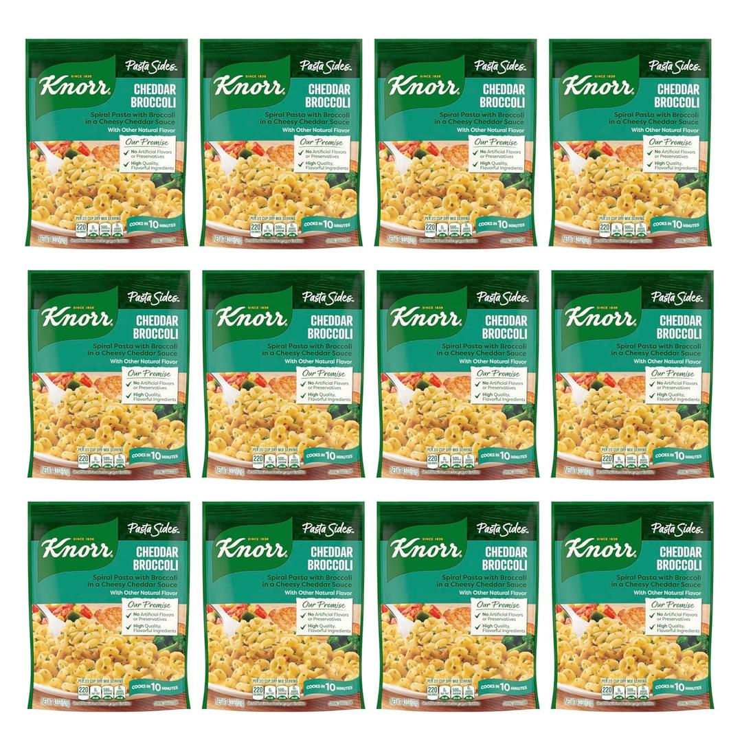 Knorr Pasta Sides 12 count Cheddar Broccoli for delicious, rich meal starter, pasta side or one skillet meal 7 minute preparation easy pasta dishes 4.3 oz