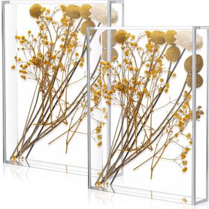 Barydat 2 Pcs 8'' x 10'' Acrylic Shadow Boxes Display Cases, Shadow Box DIY Frame Clear Acrylic Display Cases Wedding Memory Dried Flower Container Picture Photo Frame for Valentine Day Wedding