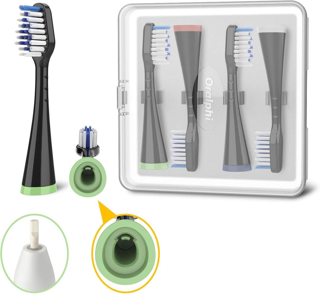 Brush Heads for Waterpik Complete Care 5.0/9.0 (4-Pack, Black)