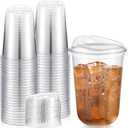 Ziliny 50 Sets Clear Plastic Coffee Cups with Sip Lids, Disposable Plastic PET Crystal Cups for Iced Coffee, Smoothie, Cold Beverage, Drink Shops and Party Catering(Clear,16 oz)