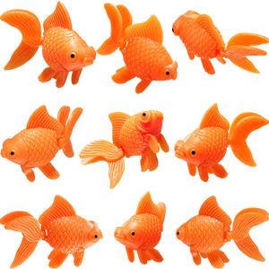 Sumind 15 Pieces Fake Goldfish Plastic Floating Artificial Aquarium Fish Realistic Moving Orange Goldfish Ornament Decorations for Aquarium Tank