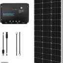 Renogy 100W 12V Solar Panel Starter Kit, 100 Watt Monocrystalline Solar Panel, 30A LCD PWM Charger Controller, Adaptor Kit, Tray Cables, Z Brackets for RV, Camper, and Other Off Grid Applications