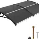 Macrout 78.2"x37.8" Outdoor Window Awning Exterior with Polycarbonate Panels for Door Entrance, Front Patio Door Canopy for Sun, Rain Protection, WP780 (Grey Board with Black Bracket, 78.2 x 37.8)