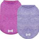 KYEESE 2 Pack Dog Shirts Quick Dry Soft Stretchy Pet T-Shirts with Reflective Label Tank Top Sleeveless Sun Protection Vest Dog Clothes for Small Medium Dogs, Medium, Purple+Pink