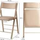 Folding Chairs with Cushion 2 Pack - Heavy Duty Steel Frame Foldable Dining Chairs, Waterproof Leather Indoor Outdoor Comfortable Folding Chairs for Home, Conference Rooms, Weddings, Events (Wood), 18.3"L x 1.37"W x 34.5"H