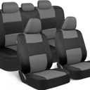 BDK PolyPro Car Seat Covers Full Set in Gray on Black, Front and Rear Split Bench Seat Covers for Cars, Easy to Install Car Seats Cover Set and Accessories for Auto Trucks Van SUV - Gray