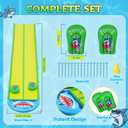 406.56FT Heavy Duty Slip and Slide with Sprinkler and 2 Boards, Slip Splash and Slide with 3-Way Water Sprinkler, Giant Lawn Water Slide for Outdoor Backyard Lawn Kids Teens and Adults (Blue & Lemon)