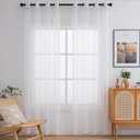 PI Outdoor Sheer Curtains Panels,Grommet Top Casual Voile Sheer Draperies for Yard/Porch 2 Panels (W52 X L95, Ivory)