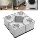 DEWEL Anti Vibration Pads for Washing Machine, 8 Pcs Washer and Dryer Pedestals Stackable Double Heighten Rubber Anti Vibration Pads, Shock Absorption & Non-Slip Floor Protection for Laundry Room