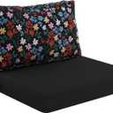 idee-home Outdoor Cushions for Patio Furniture, Outdoor Seat Cushion, Waterproof Hampton Bay Deep Seat Replacement Couch Chair Cushions for Garden Lawn Backyard Deck, 28.5 x 28.5 Floral Pattern (Maple Blossom Black)