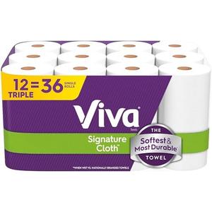 Viva Signature Cloth Paper Towels, 12 Triple Rolls, 129 Sheets per Roll