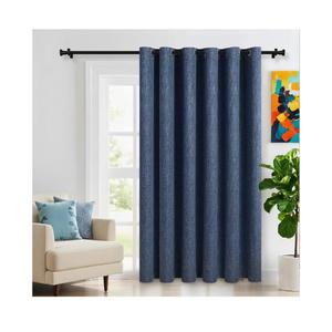 LORDTEX Linen Look Blackout Curtains for Bedroom  Extral Wide Thermal Insulated & Privacy Protection Patio Sliding Door Drape  Grommet Thick Textured Panel for Living Room, W100 x L96 inches, Blue