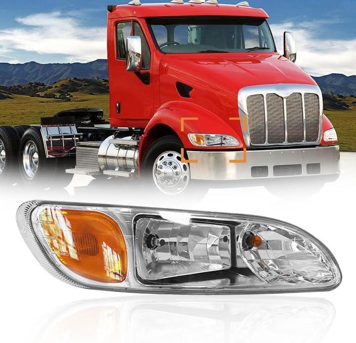 Headlights for Peterbilt 387 325 330 335 337 340 348 382 384 386 Truck High and Low Beam Bulb Right Passenger Side Headlamp (Right)
