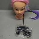 Eumos Mannequin Head with Hair, 29'' Doll Head for Hair Styling Training Head Manikin Practice Cosmetology Doll Head Styling Hairdressing Training Braiding Heads with Clamp Holder (Pink Purple)
