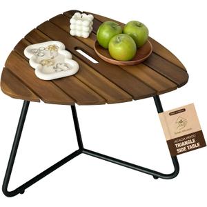 Portable Adirondack Side Table 15"H - Wood & Metal Patio Table for Indoor & Outdoor Use - Small Outdoor End Table for Picnic, Camping, Adirondack Chair, Great Father's Day Gift | Golden Teak Finish