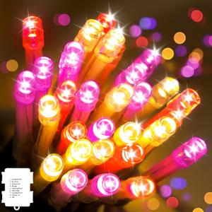 3 x 30 LED Valentines String Lights - 10Ft Mini Bulbs Battery Powered Pink Red Yellow Light for Indoor Wedding Anniversary Romantic Dating Party Gifts Valentine Decorations - 8 Modes with Bulit-in Timer