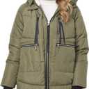 Women's Winter Thickened Down Jackets Long Down Coats Warm Parka with Hood, Size S (Army Green)