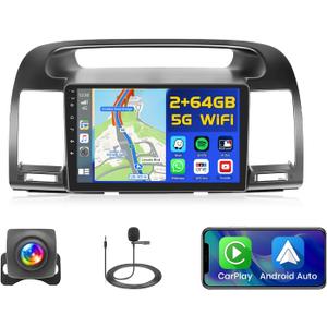 2+64GB Radio for Toyota Camry Car Stereo 2000-2006 Android Car Stereo with Wireless Carplay Android Auto, 9'' Touch Screen Radio GPS WiFi, Bluetooth SWC Mic Backup Camera Mirror Link 2+64GB Radio for Toyota Camry Car Stereo 2000-2006 Android Car Stereo with Wireless Carplay Android Auto, 9'' Touch Screen Radio GPS WiFi, Bluetooth SWC Mic Backup Camera Mirror Link