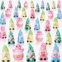 DoubleFill 60 Pcs Mini Easter Gnome Figurine Bunny Resin Gnomes 5 Styles Spring Miniature Figures for Easter Spring Festival Party Favors Gifts Home Table Landscape Decor