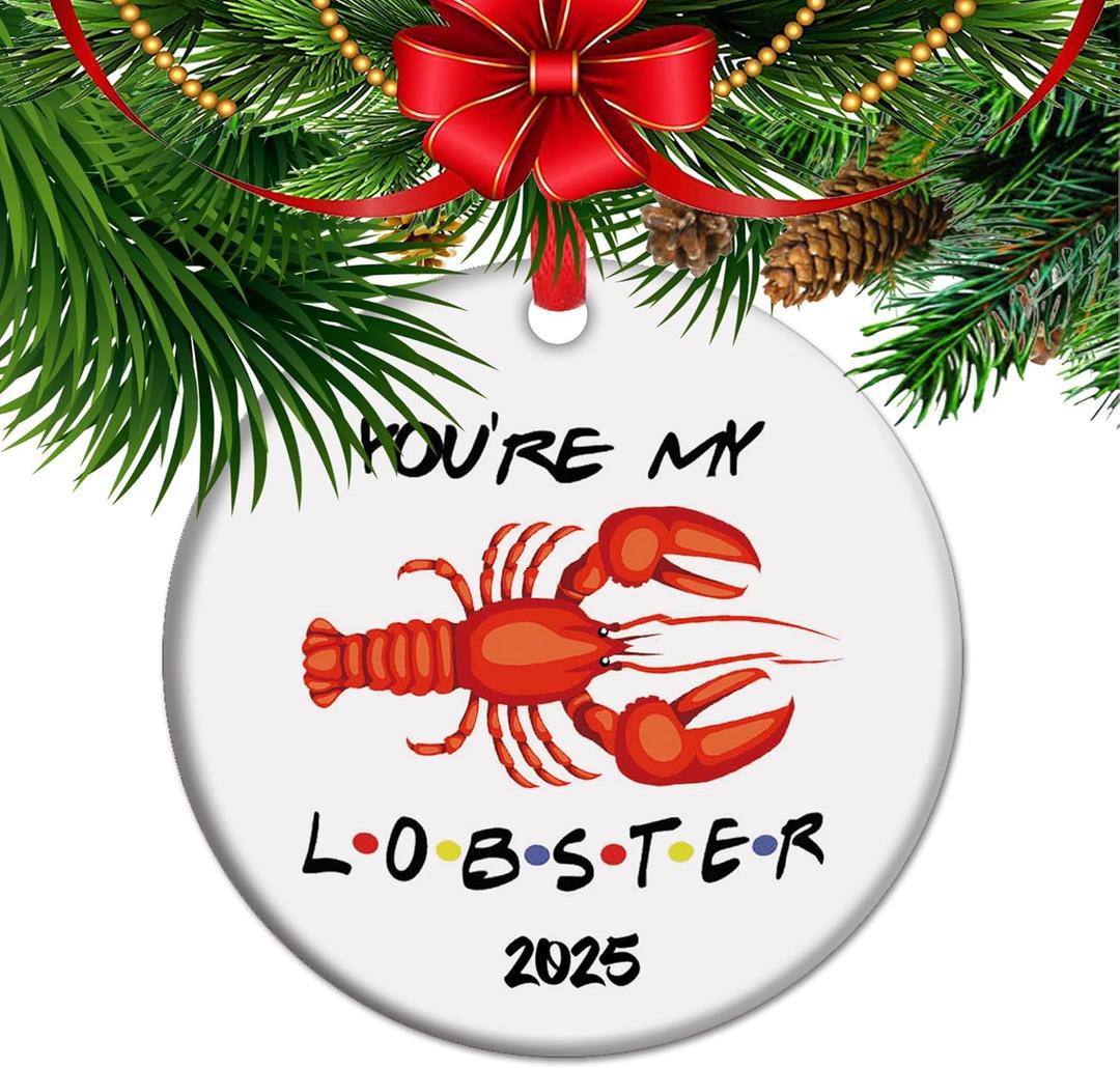 Youre My Lobster Christmas Ornament 2025 Friends Lovers Gift Valentines Present Ceramic Keepsake Couples Romantic Decor (C3)