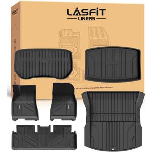 LASFIT Premium Extra Thick Floor Mats for Tesla Model 3 Highland 2024 2025 Custom Fit TPE All Weather Model 3 Interior Accessories Cargo Liner Front Rear Trunk Mat Full Set Car Mats 6 PCS