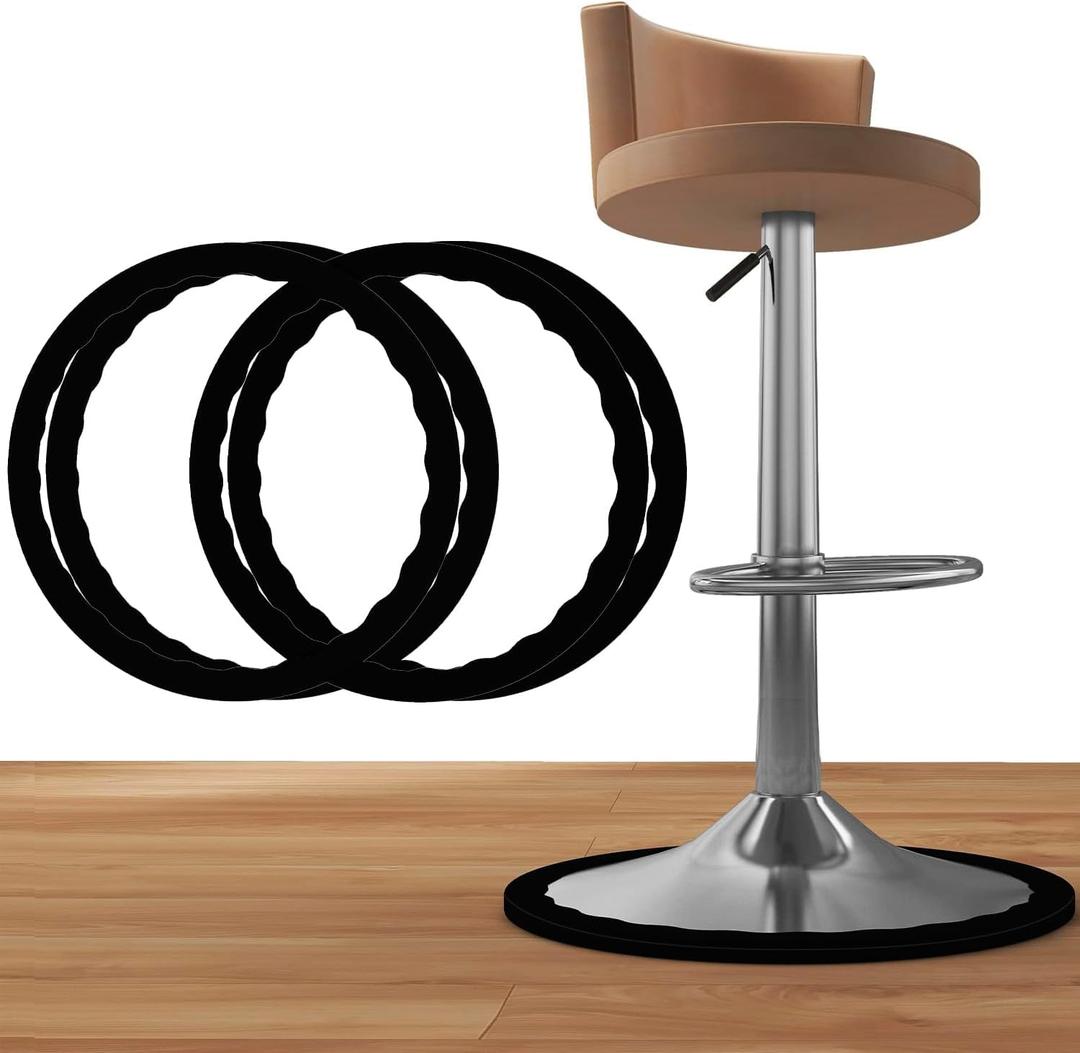 4 Pack Bar Stools Leg Protectors Ring, Non Slip Silicone Chair Leg Floor Protector, Pads Bottom Protect Wooden Floor No Scratches No Noise Anti-Slip, Stretchable Fits 16.5" to 18.5" Chair Base, Black