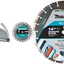 Makita 4114X 14" SJS Electric Angle Cutter, with 14" Diamond Blade with E-23341 14" All-Cut Diamond Blade, Segmented, General Purpose