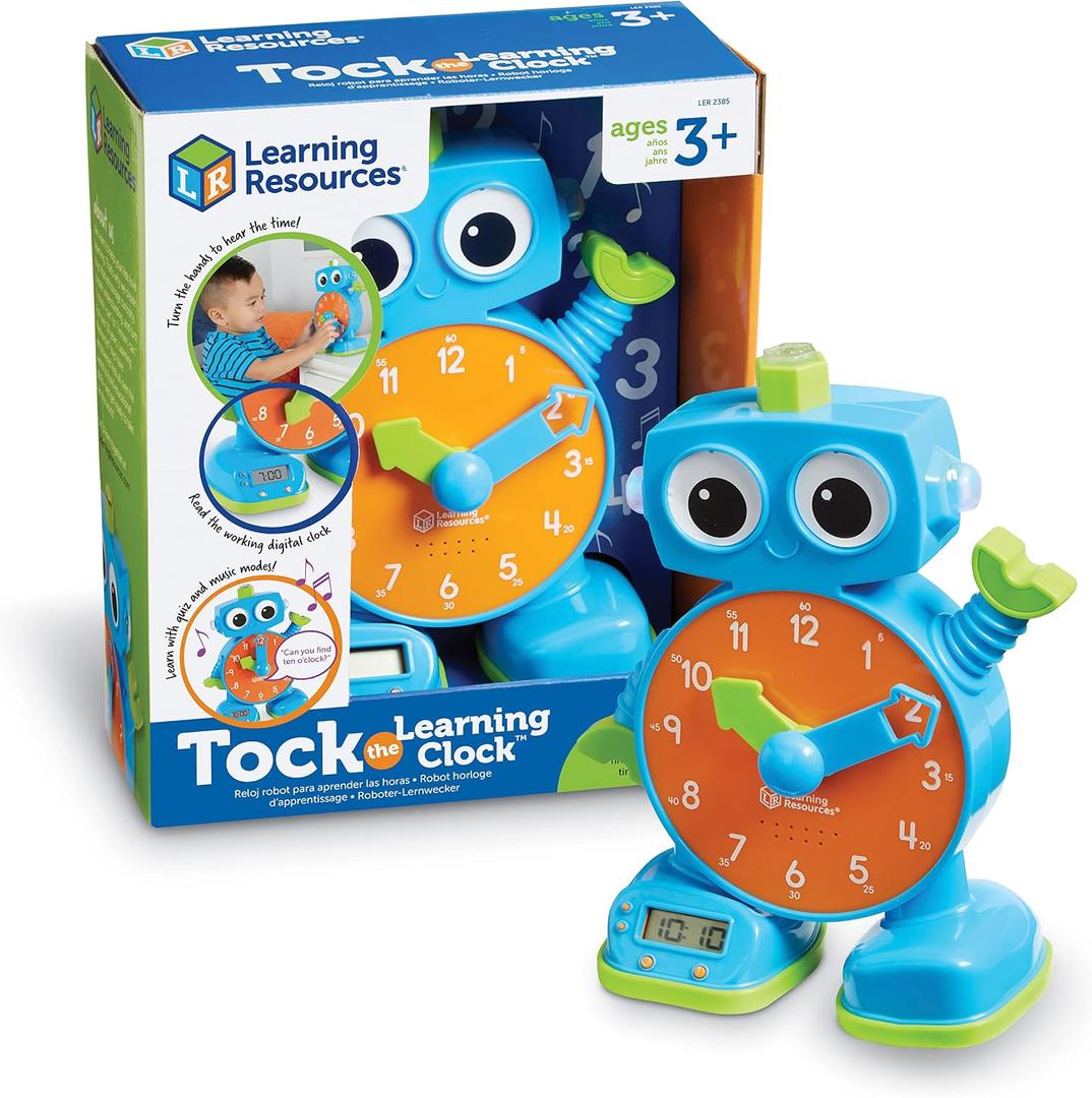 Learning Resources Tock The Learning Clock - Teaching Clocks for Kids, Teacher Classroom Must Haves, Montessori Activities, Math Manipulatives, Time Flash Cards, Gifts for Boys and Girls