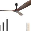 60'' Ceiling Fan with Remote Control, Modern Indoor/Outdoor Ceiling Fans,Quiet and Reversible DC Motor, 3 Plastic Dark Walnut Blades with Strong Wind for Living Room,Patio,Farmhouse,Bedroom