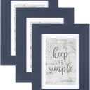 kennethan 5x7 Picture Frame Navy Blue 3 Pcs in 1 set Wooden Frame can Display 4x6 Picture with Mat or 5x7 Without Mat on the Wall