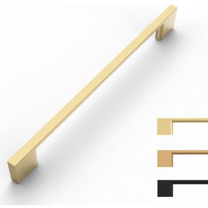10 Pack Gold Cabinet Pulls 8.8 Inch Handles for Kitchen Cabinets and Drawers - Hardware (8.8"/224MM Hole Center)