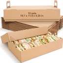 Ceenna 10-pack Kraft Paper Catering Trays with Lids 19.7 x 11.9 x 4.25 Inch Disposable Picnic Platter Serving Boxes for Food Packaging, Cookies, Takeout Food