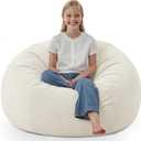 2FT Bean Bag Chair, Comfy Bean Bag Chairs with Memory Foam Filled, Fluffy Beanbag Sofa with Dutch Velvet Cover, Teardrop BeanBag Chairs for Living Room, Playroom - Beige (2FT-28"x28"x22")