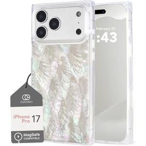 Cocomii Rectangle Case for iPhone 17 Pro, Compatible with MagSafe, Natural Real Mother of Pearl