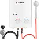 CAMPLUX Tankless Water Heater Outdoor, 1.32 GPM Portable Propane Camping Water Heater, 5L, AY132, White