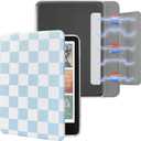 Detachable Magnetic Case for 6.8" Kindle Paperwhite (11th Generation-2021) and Kindle Paperwhite Signature Edition, Slim PU Shell Cover Case with Auto Wake/Sleep, Blue and White Checkerboard