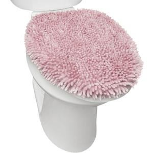 TOWN & COUNTRY BASICS Spa Step Noodle Solid Bathroom Toilet Lid Cover, Plush, Soft, and Absorbent, Machine Washable, Blush, 18.5"x19.6" (18.5" x 19.6")