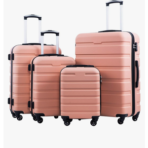 Coolife Luggage Suitcase Spinner Hardshell Lightweight TSA Lock (family set-sakura pink, 4 piece set(16in20in24in28in))