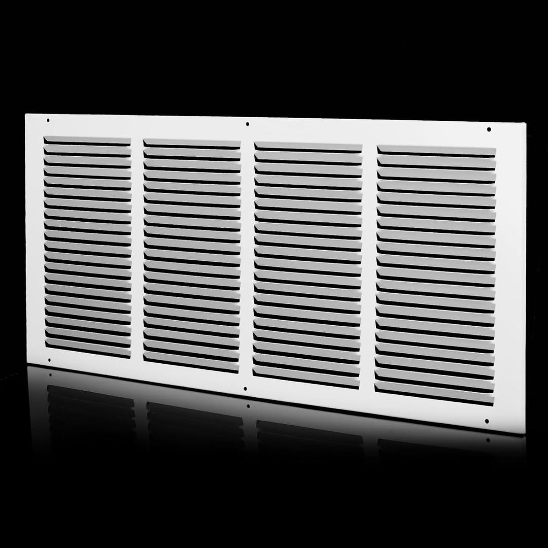 24x10 Return Air Grille (Duct Opening Size), Air Return Vent Cover, AC Vent Cover, Cold Air Return Vent Cover, Flat Return Air Grilles, Outer Dimensions:25.75"W x 11.75"H (24"Wx10"H, Duct Opening)